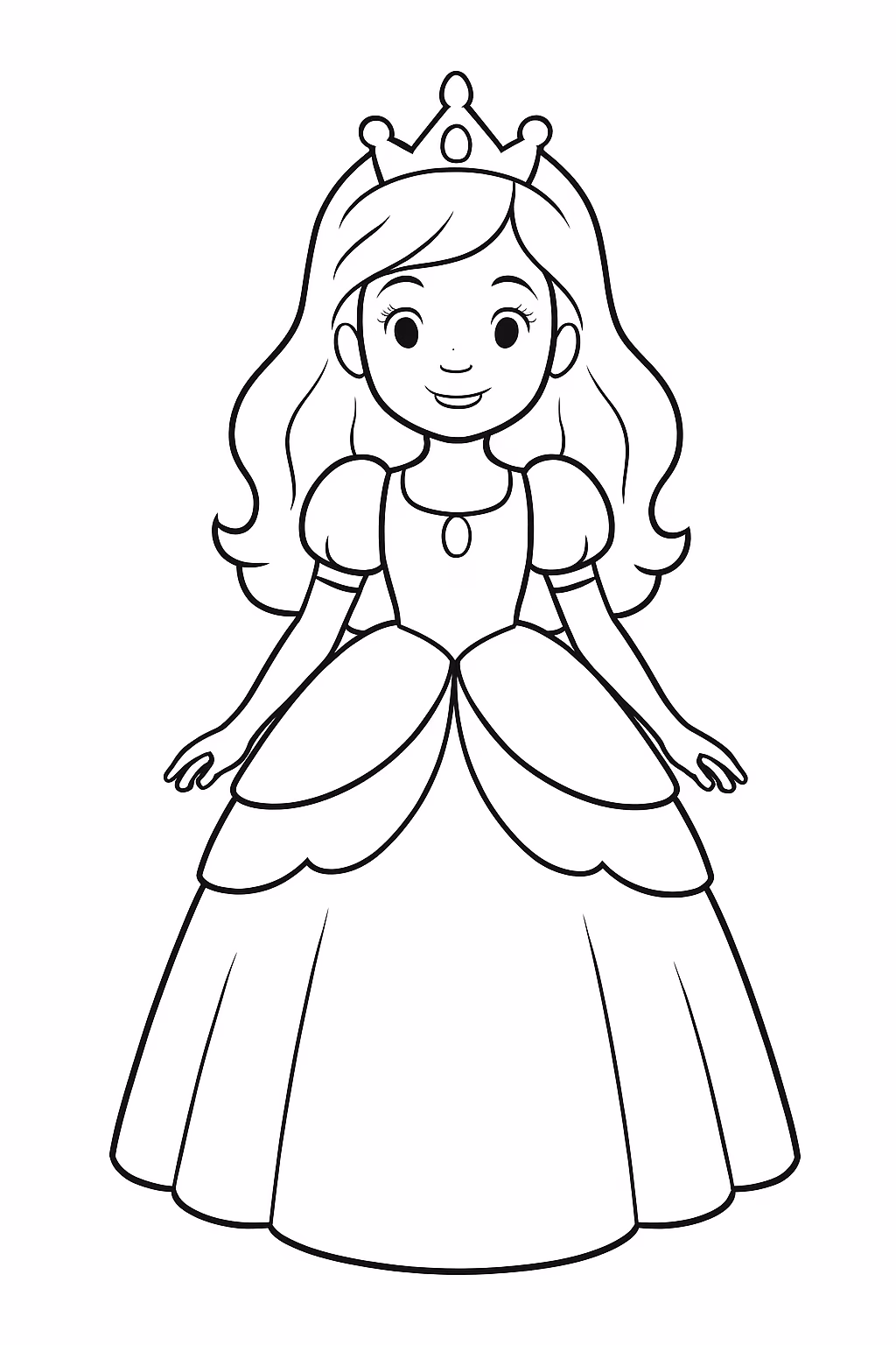 Vestido de princesa para colorir — desenho para imprimir