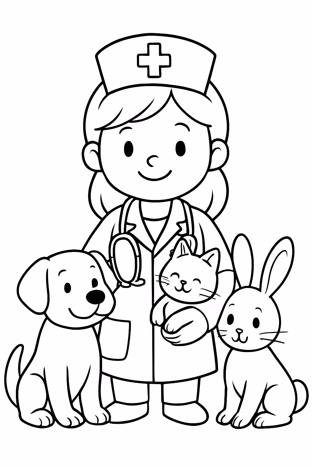 Veterinaria para colorir — desenho para imprimir