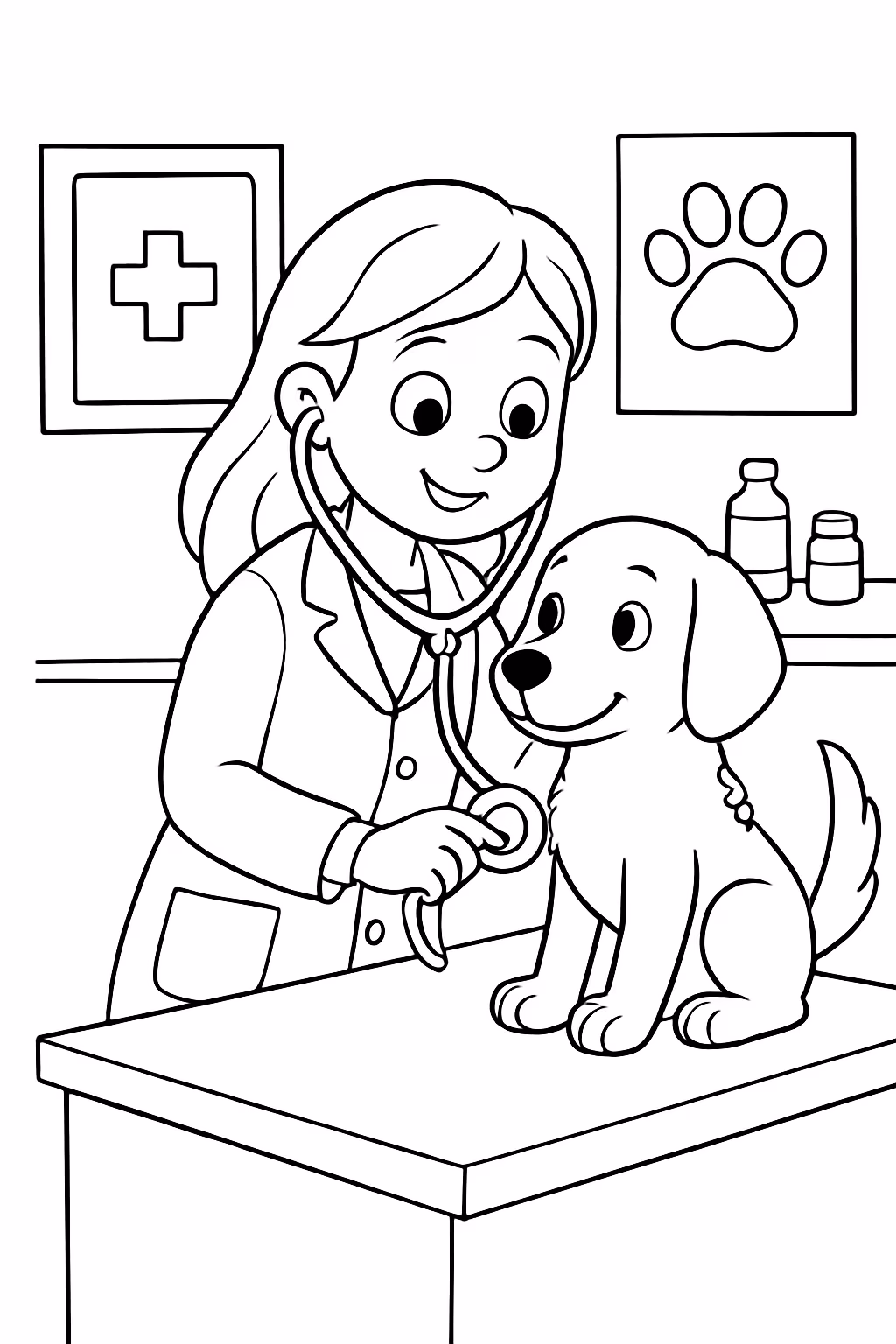 Veterinario para colorir — desenho para imprimir