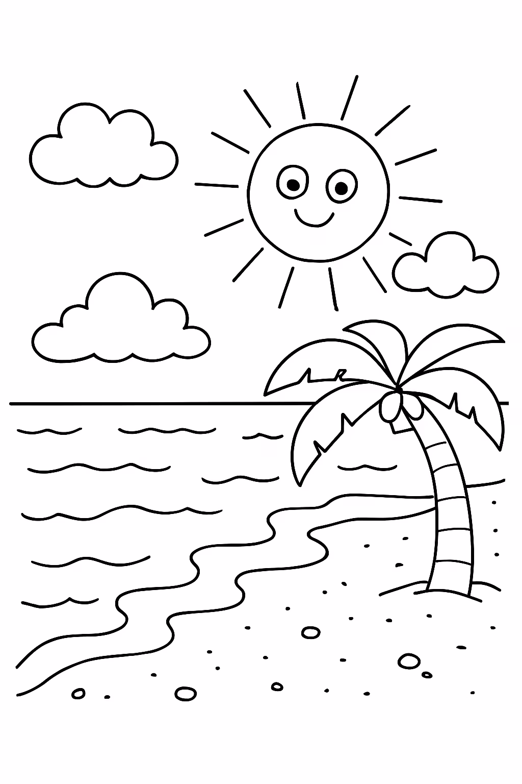 Vista do oceano em animado para colorir — desenho para imprimir