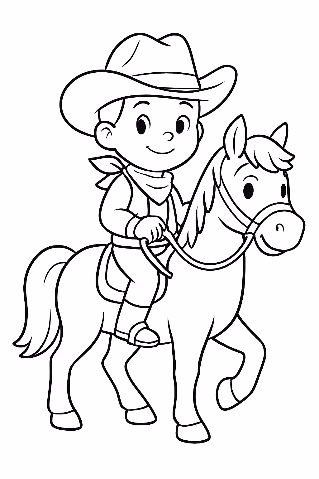 Wood encima de seu cavalo para colorir — desenho para imprimir