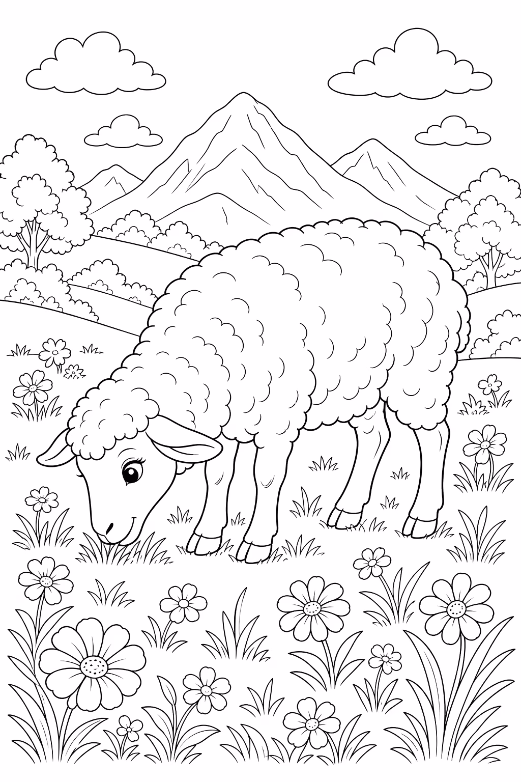 Ovelha para colorir — desenho para imprimir