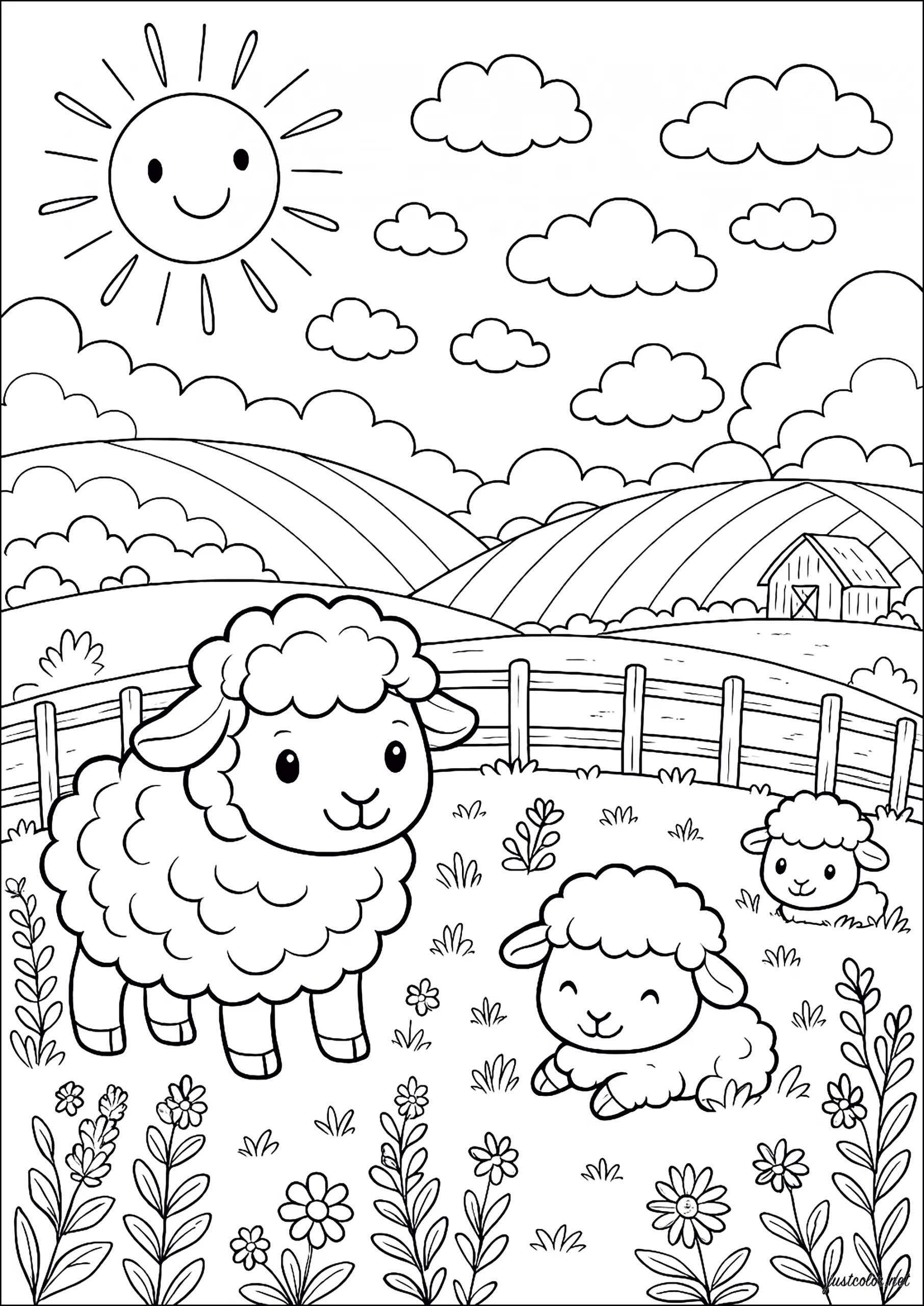Ovelha para colorir — desenho para imprimir