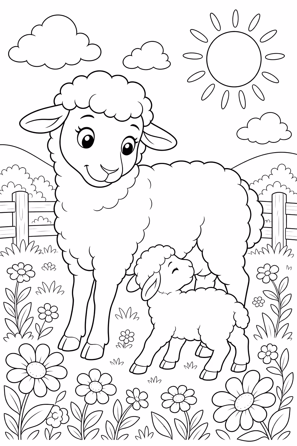 Ovelha para colorir — desenho para imprimir