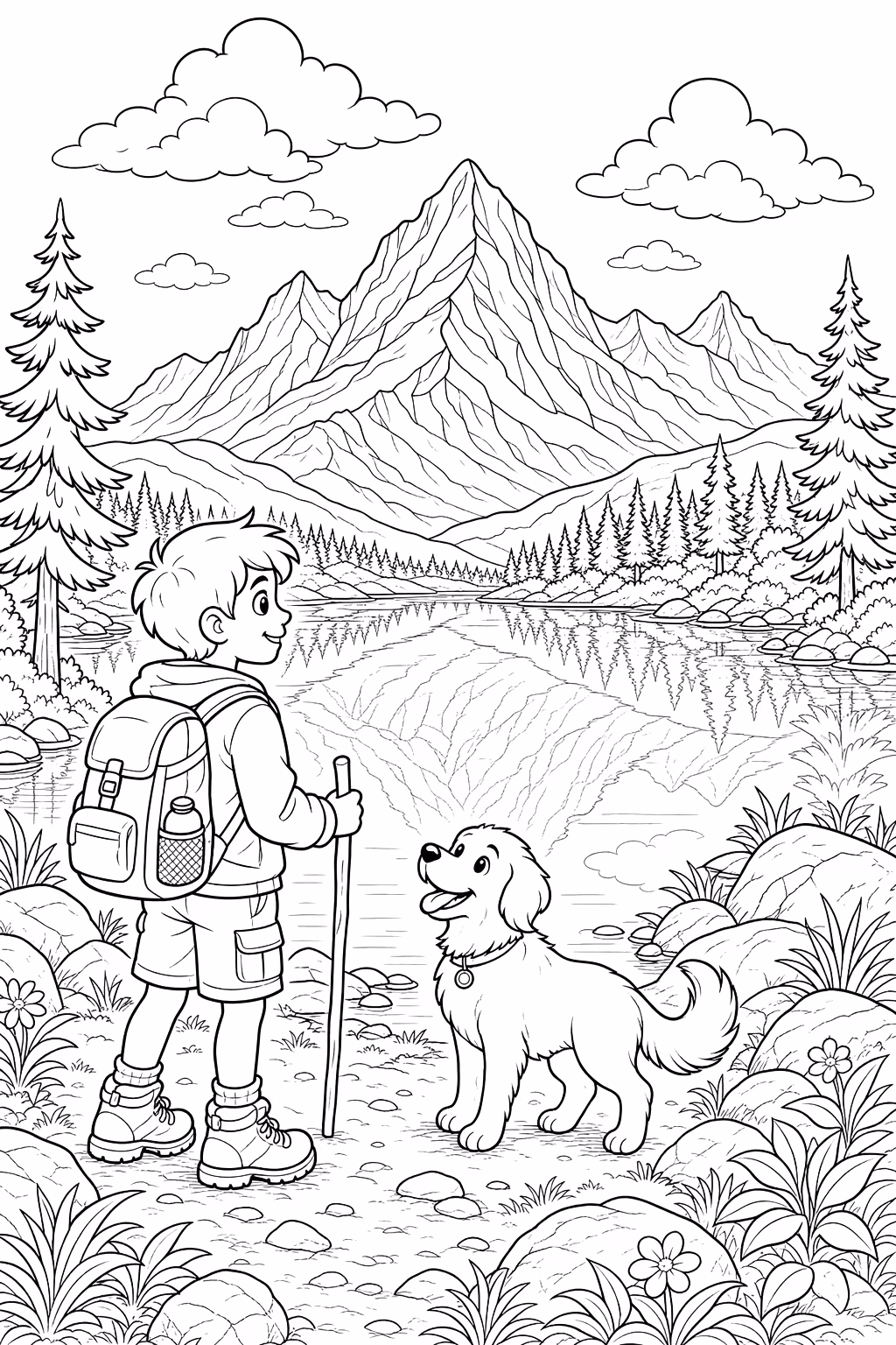 Paisagens para colorir — desenho para imprimir