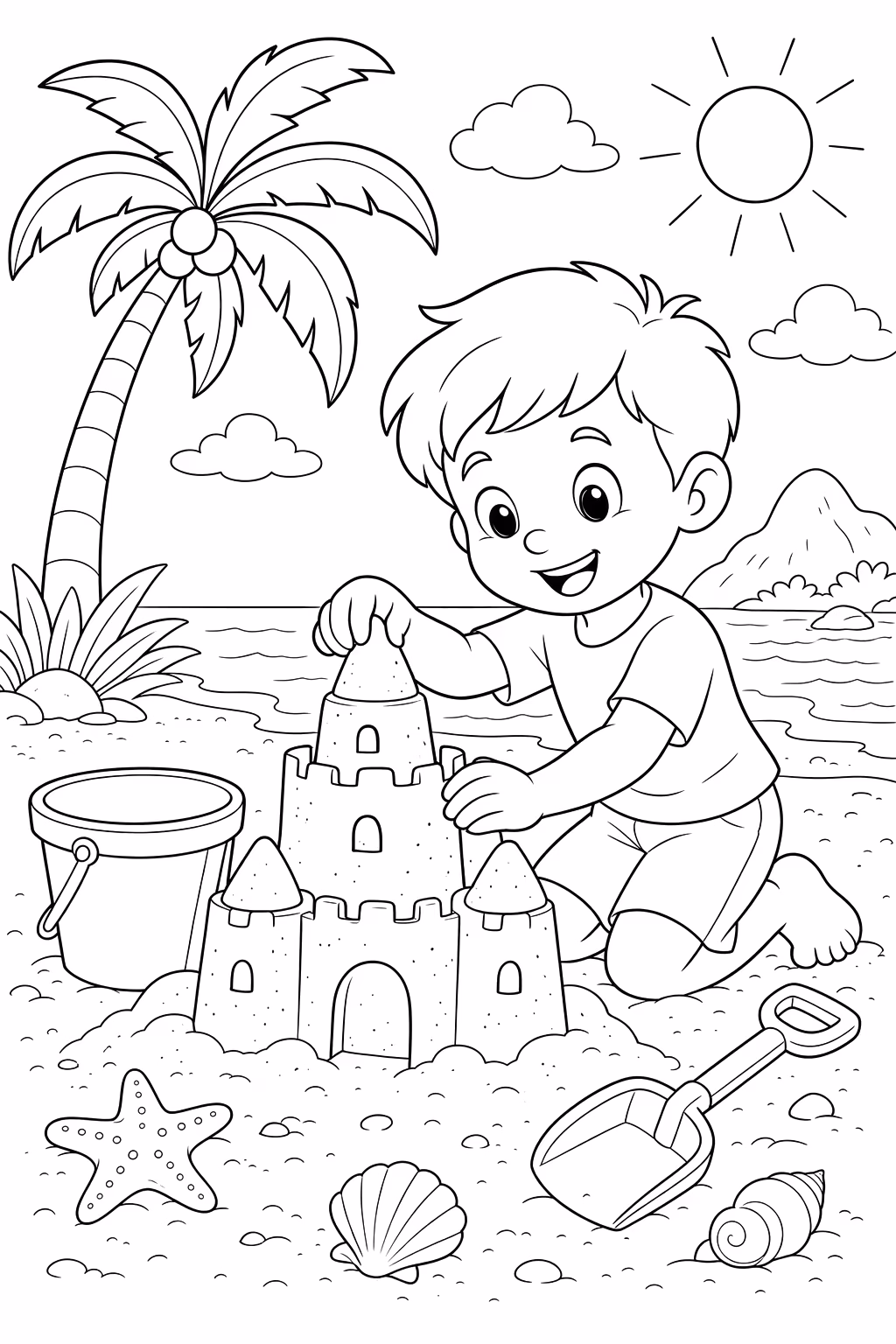 Paisagens para colorir — desenho para imprimir