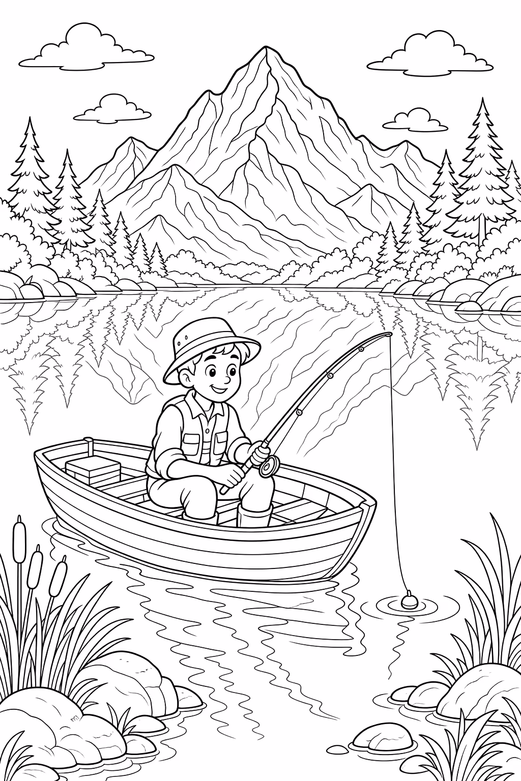 Paisagens para colorir — desenho para imprimir