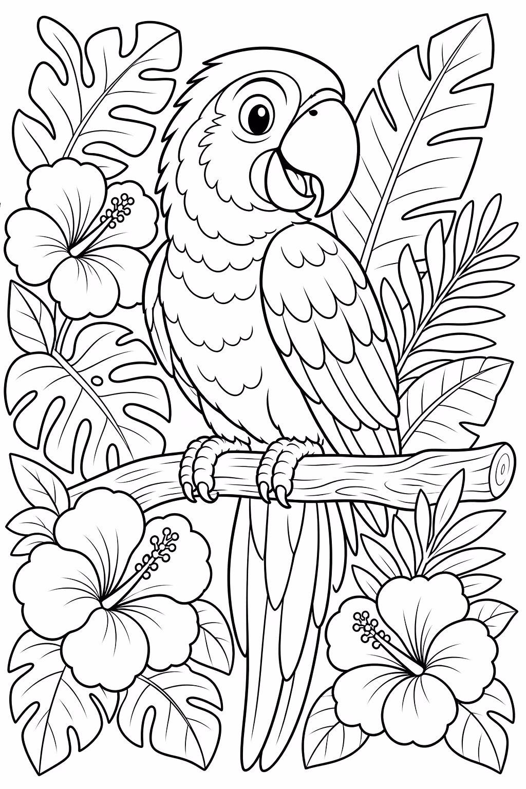 Papagaio para colorir — desenho para imprimir