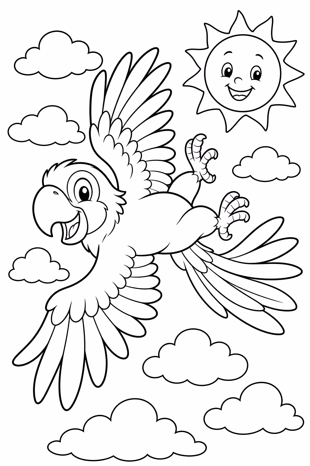 Papagaio para colorir — desenho para imprimir