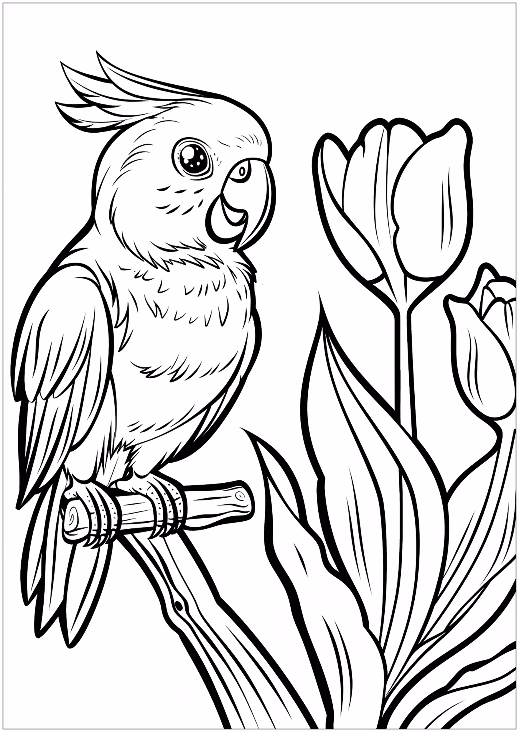 Papagaio para colorir — desenho para imprimir