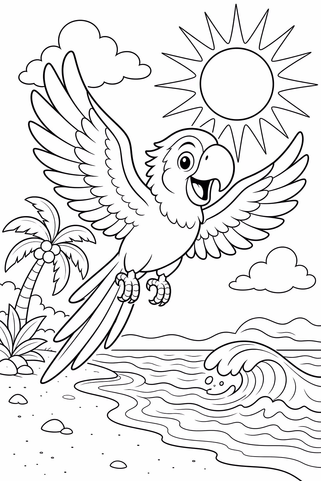Papagaio para colorir — desenho para imprimir