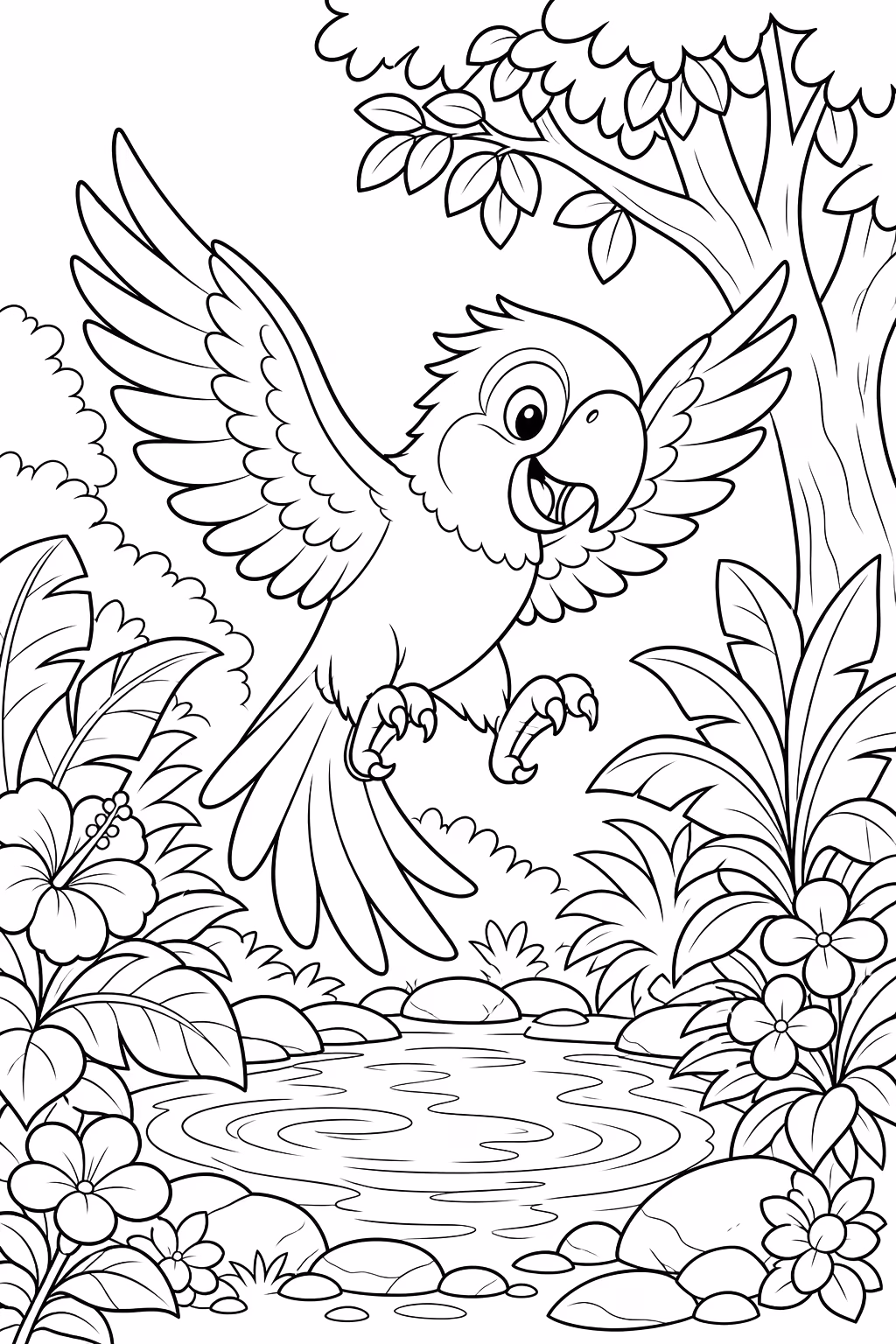 Papagaio para colorir — desenho para imprimir