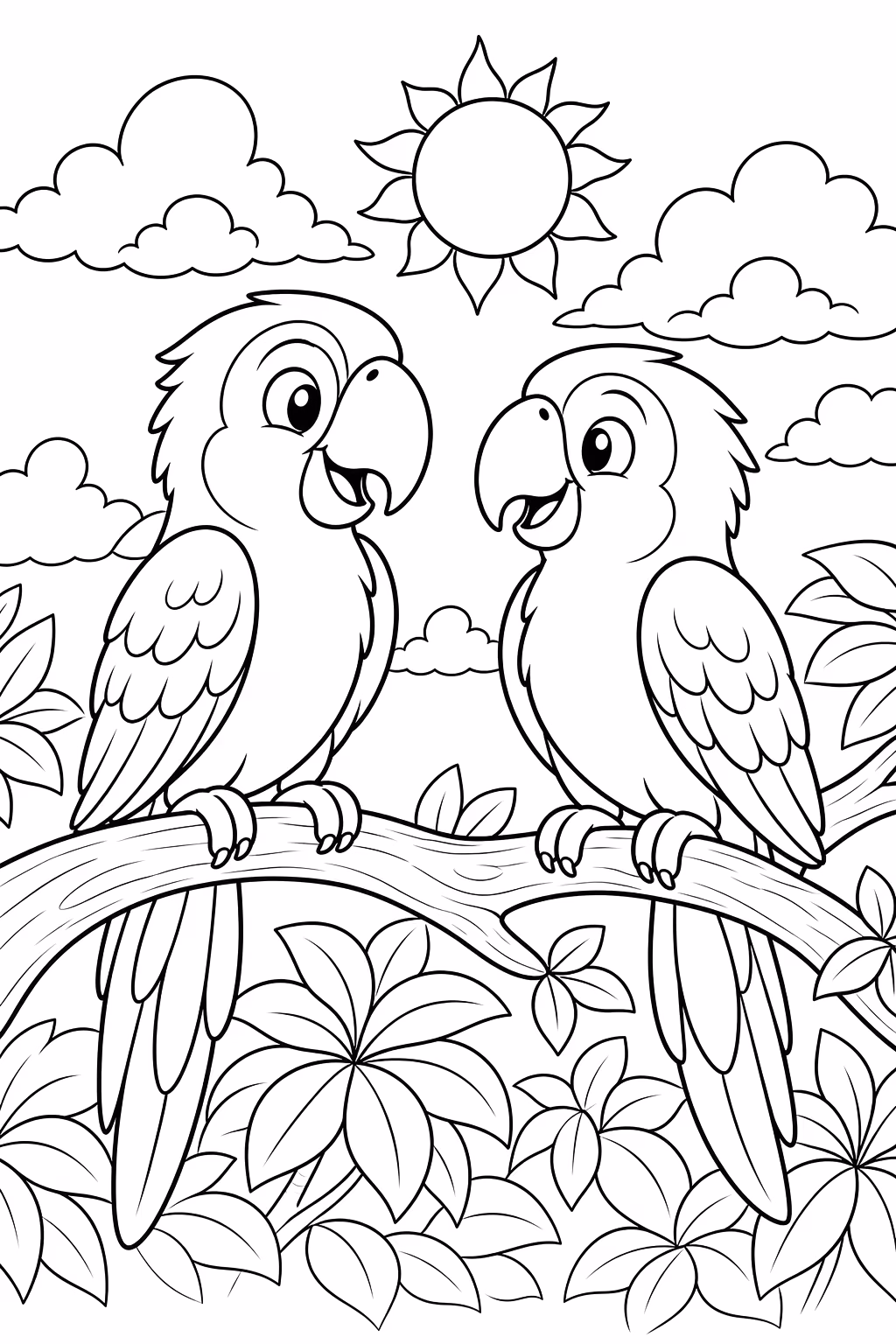 Papagaio para colorir — desenho para imprimir