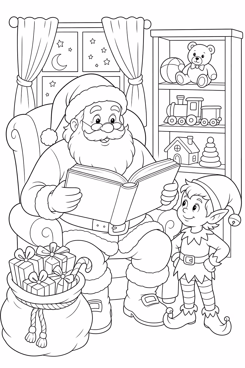 Papai noel para colorir — desenho para imprimir