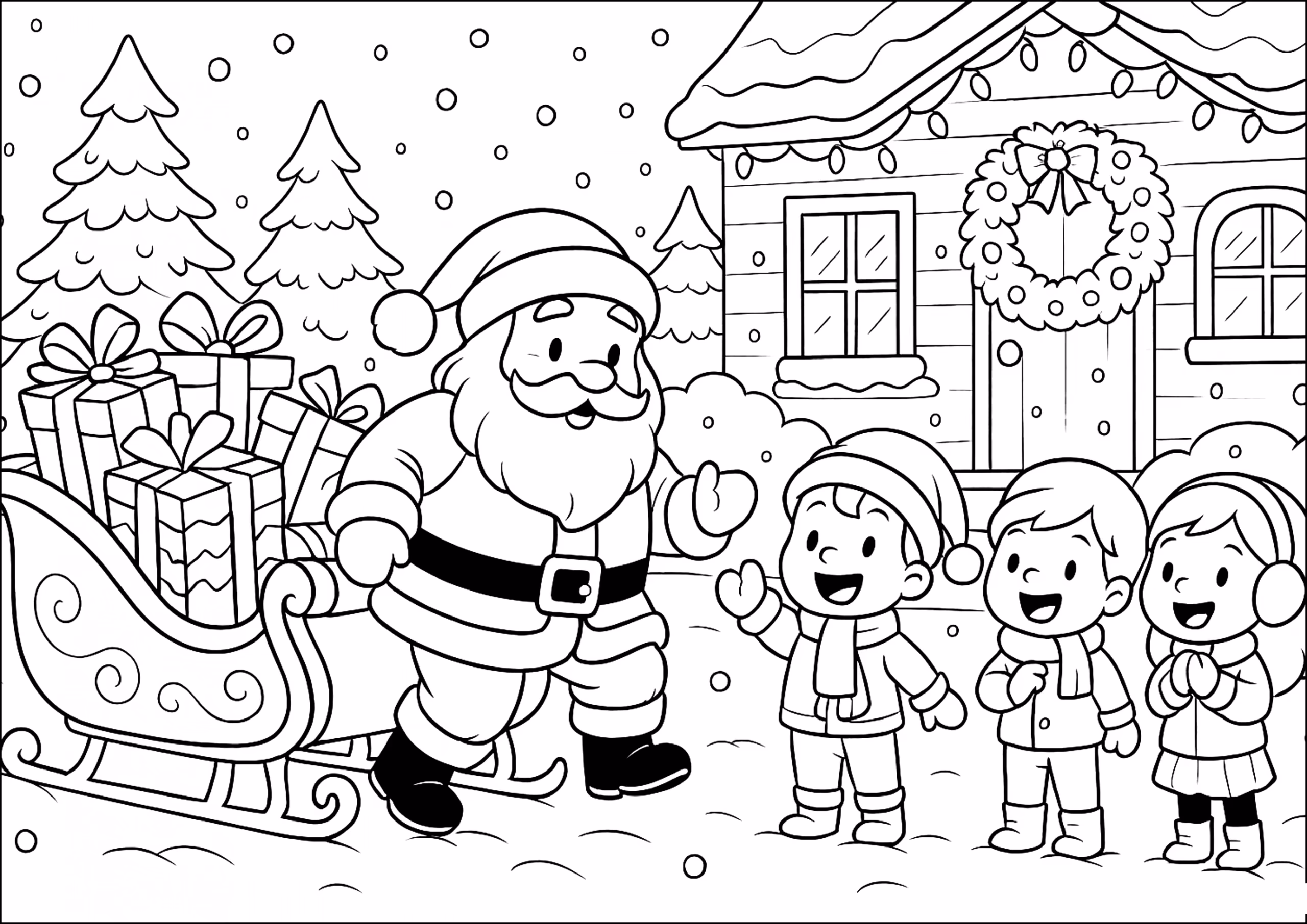 Papai noel para colorir — desenho para imprimir