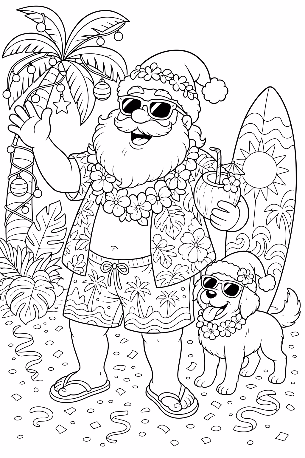 Papai noel para colorir — desenho para imprimir