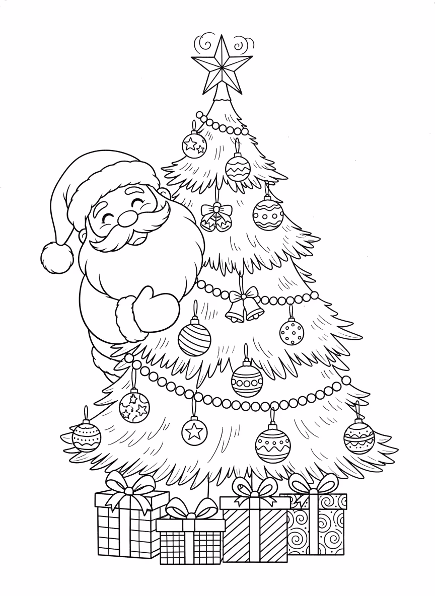 Papai noel para colorir — desenho para imprimir