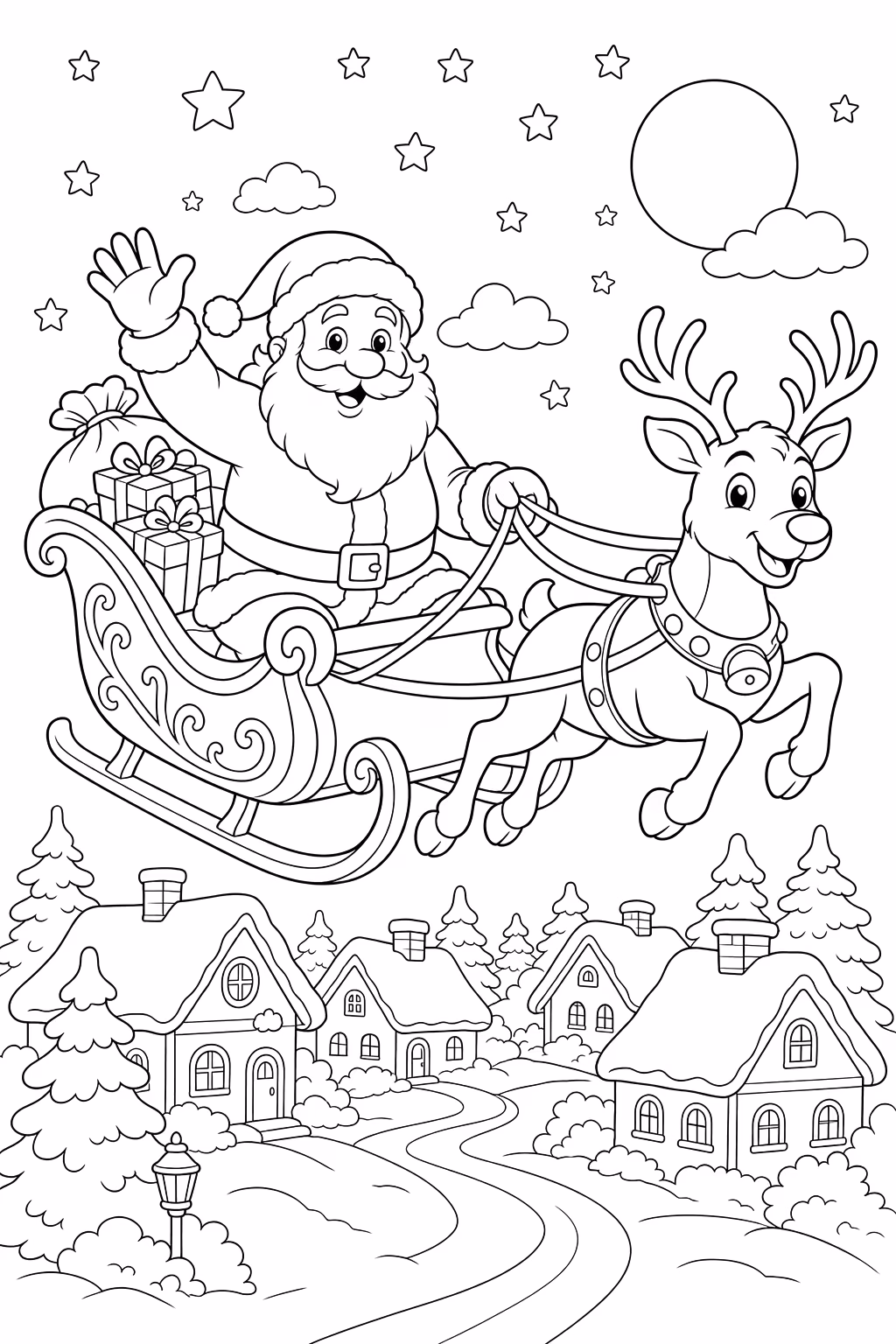 Papai noel para colorir — desenho para imprimir