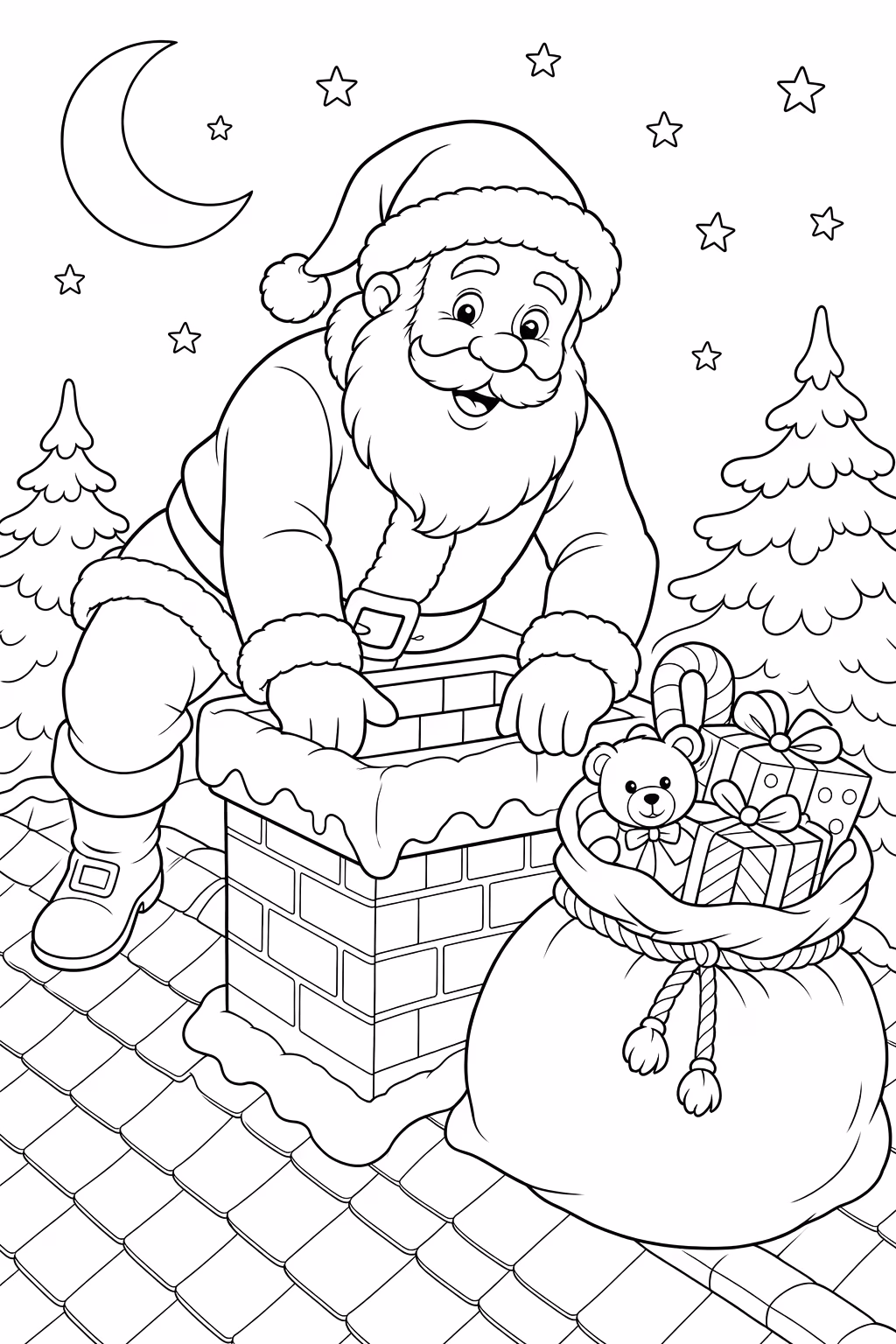 Papai noel para colorir — desenho para imprimir