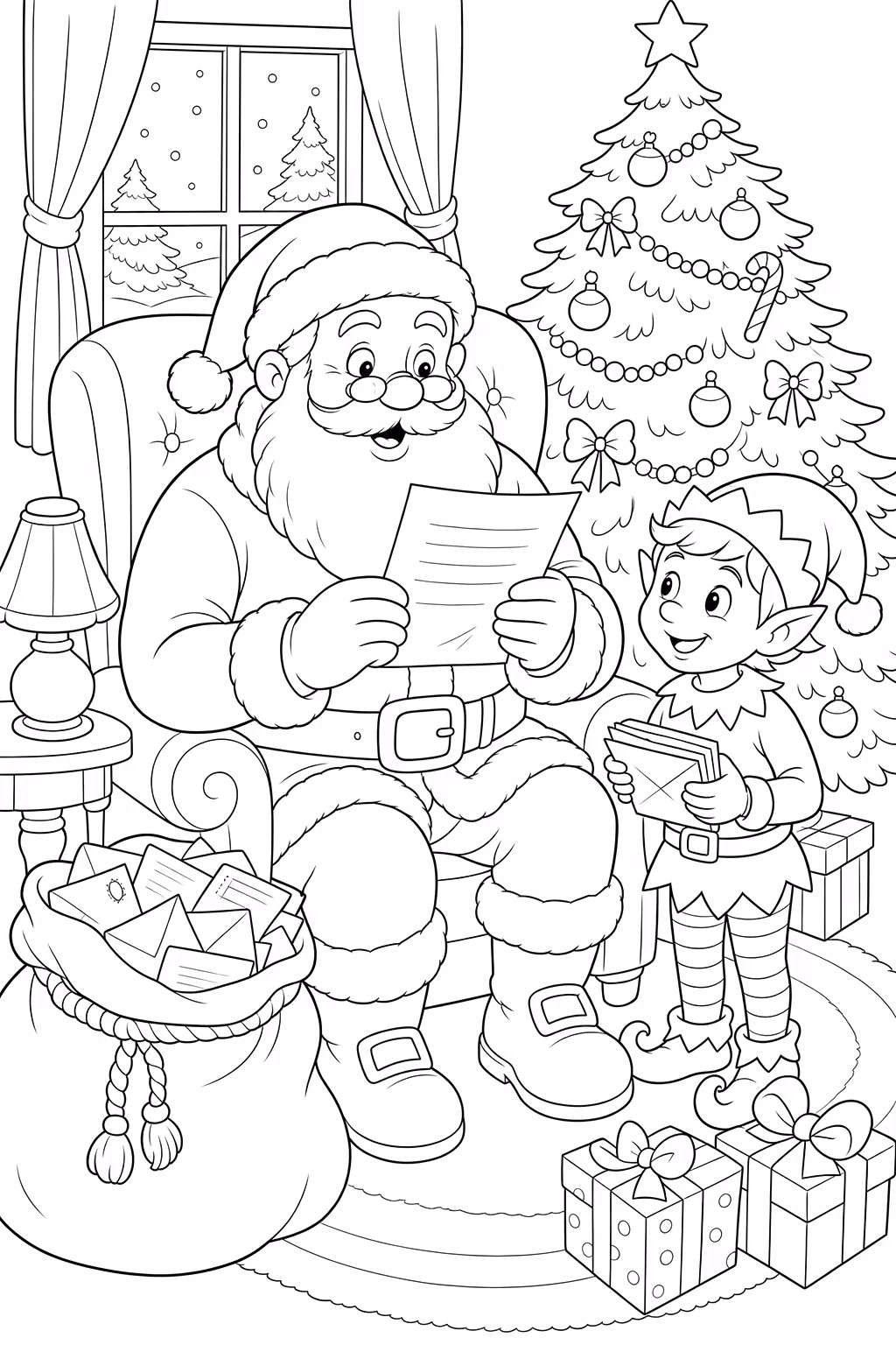 Papai noel para colorir — desenho para imprimir