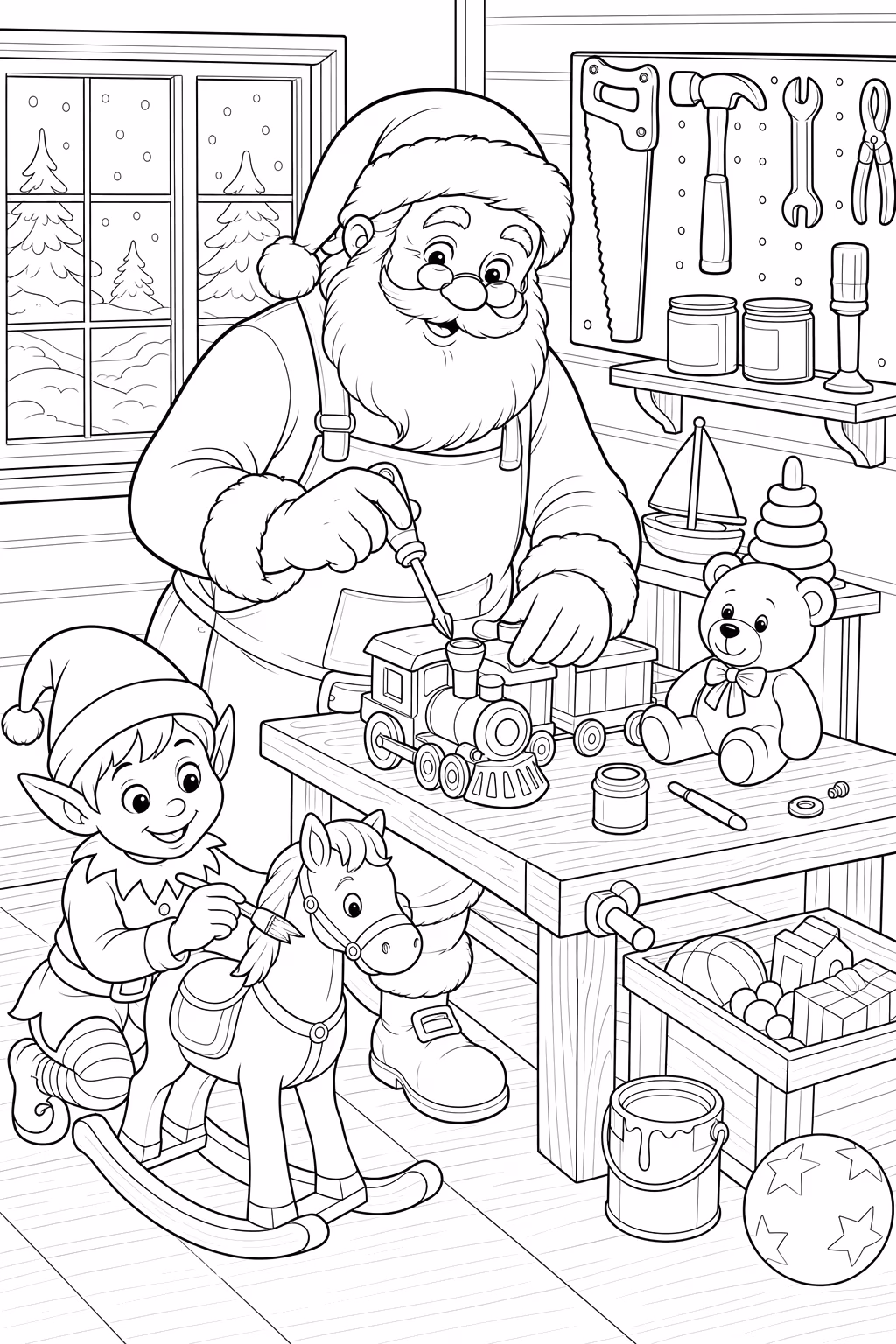 Papai noel para colorir — desenho para imprimir