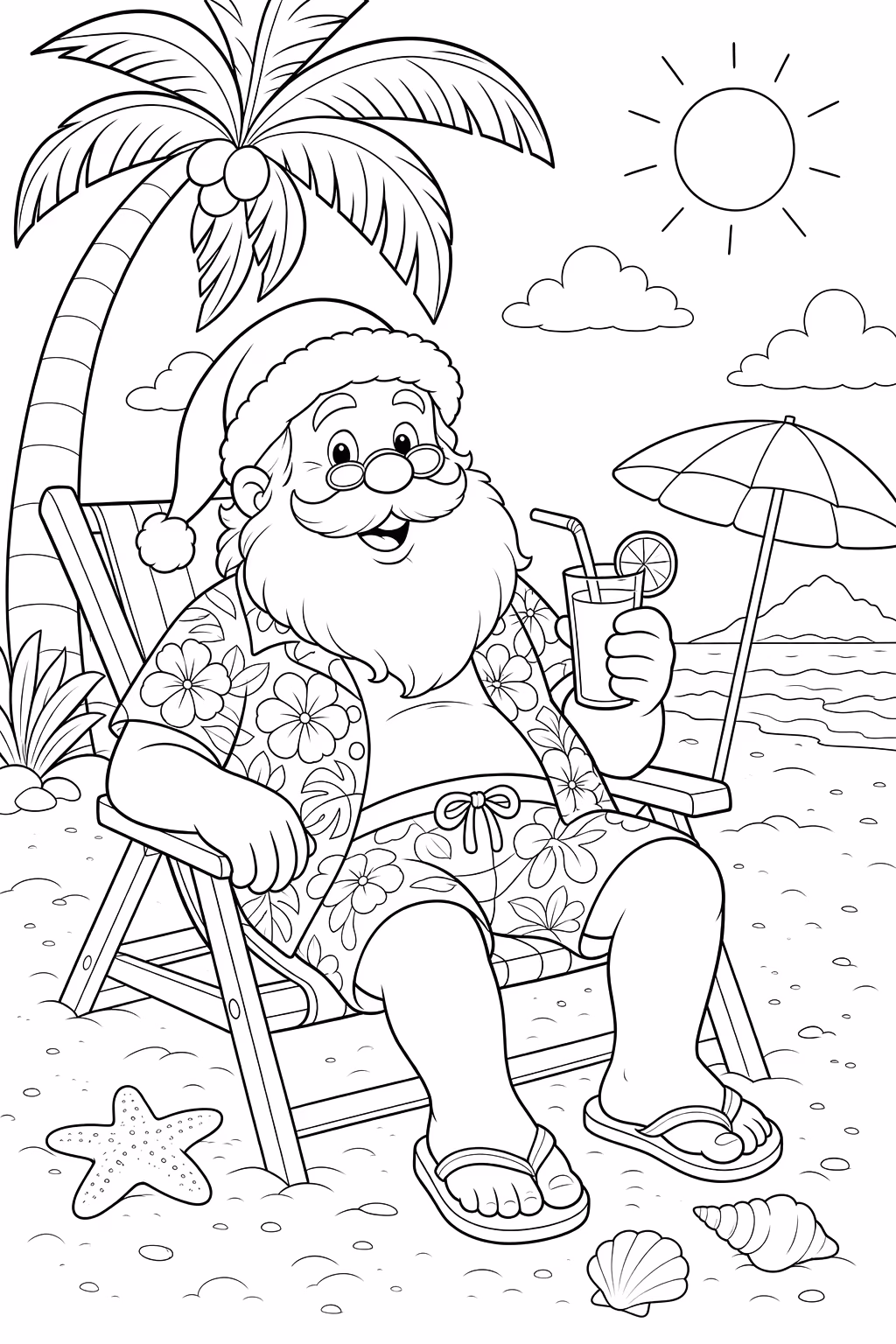 Papai noel para colorir — desenho para imprimir