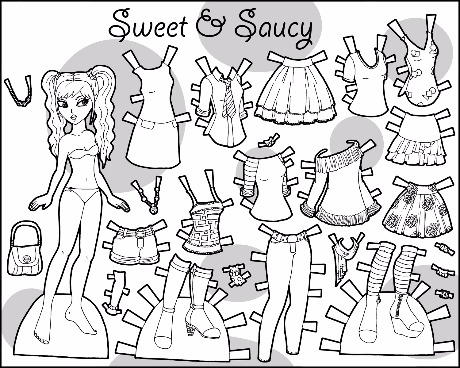 Paper doll para colorir — desenho para imprimir