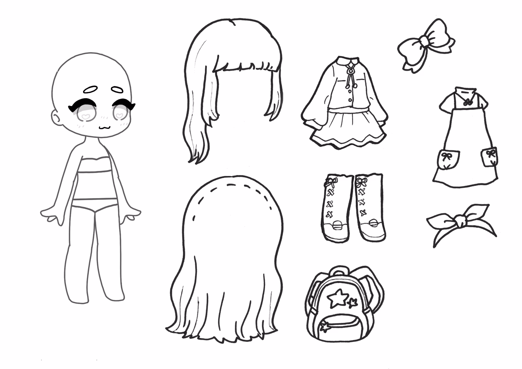 Paper doll para colorir — desenho para imprimir