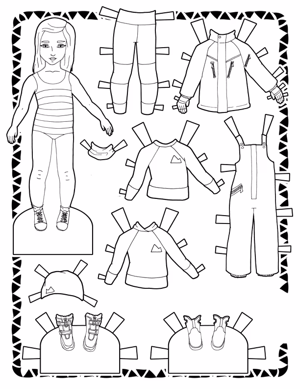Paper doll para colorir — desenho para imprimir