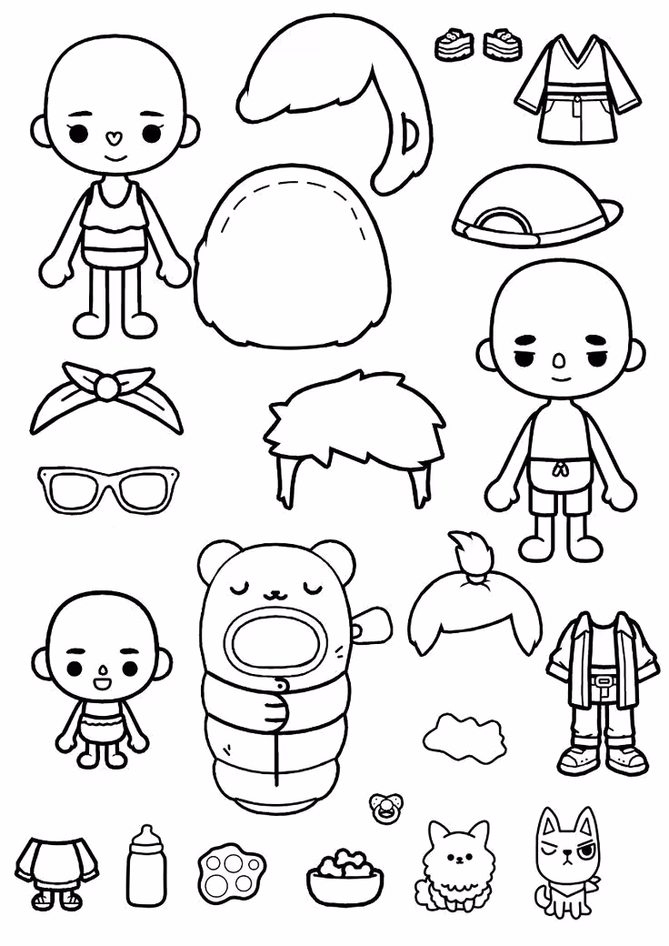 Paper doll para colorir — desenho para imprimir