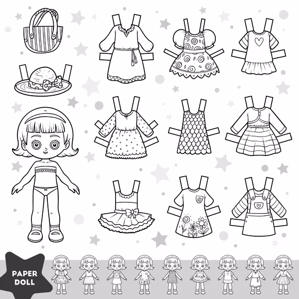 Paper doll para colorir — desenho para imprimir