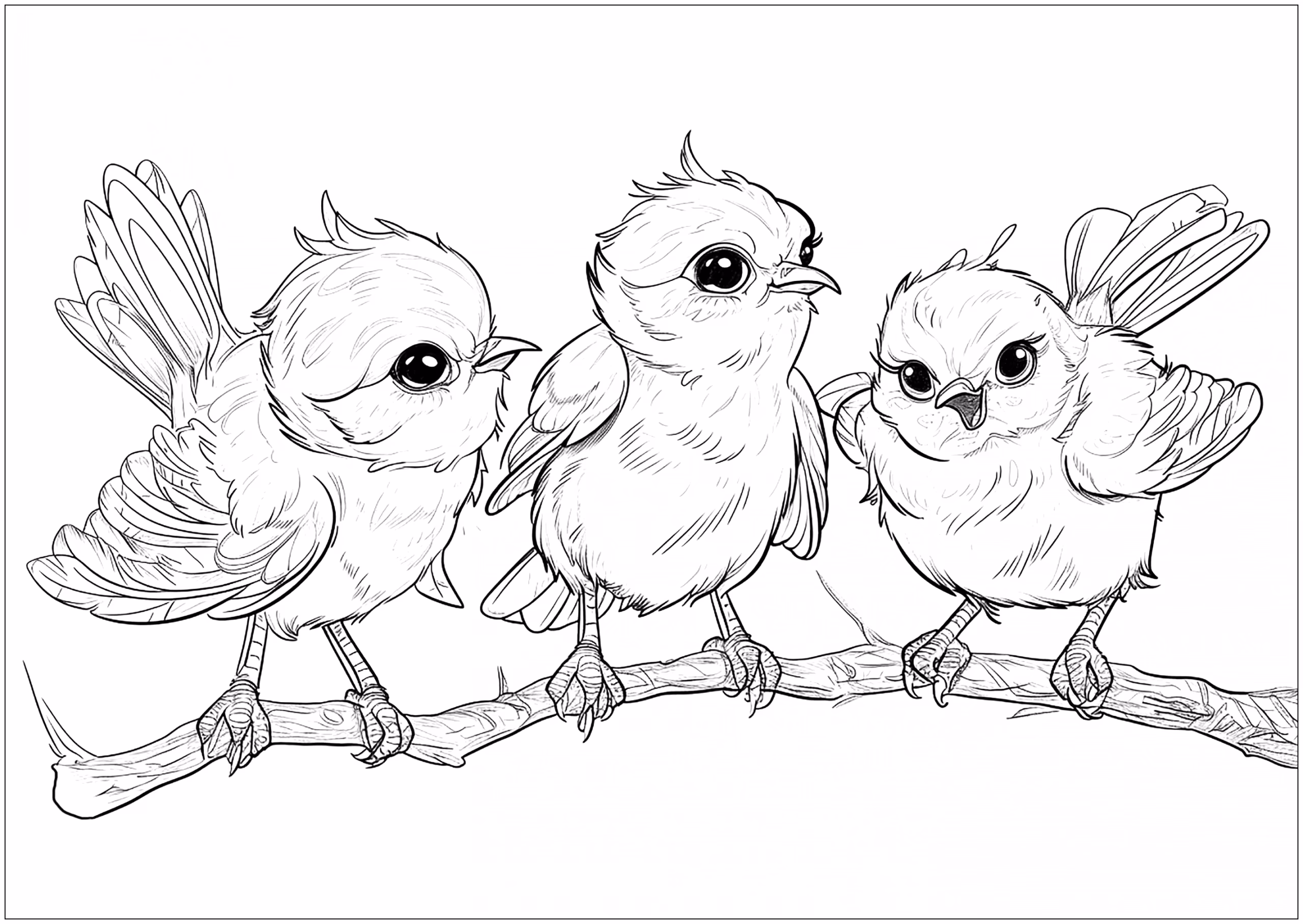 Passaros para colorir — desenho para imprimir