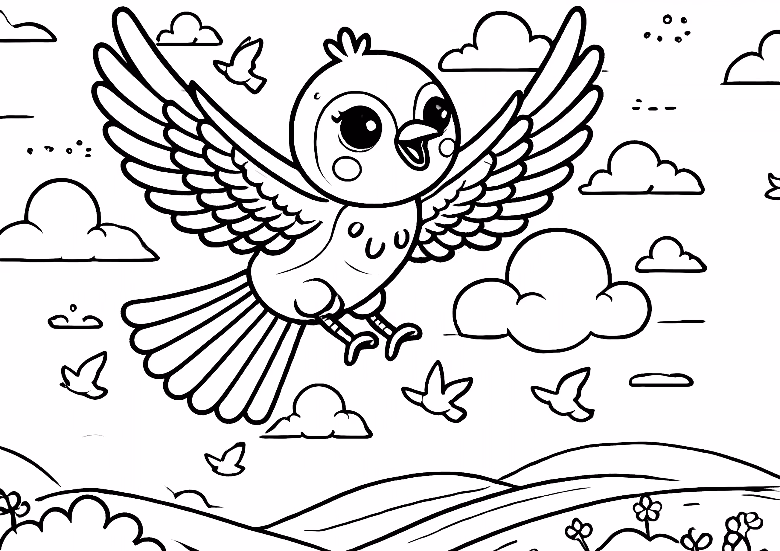 Passaros para colorir — desenho para imprimir