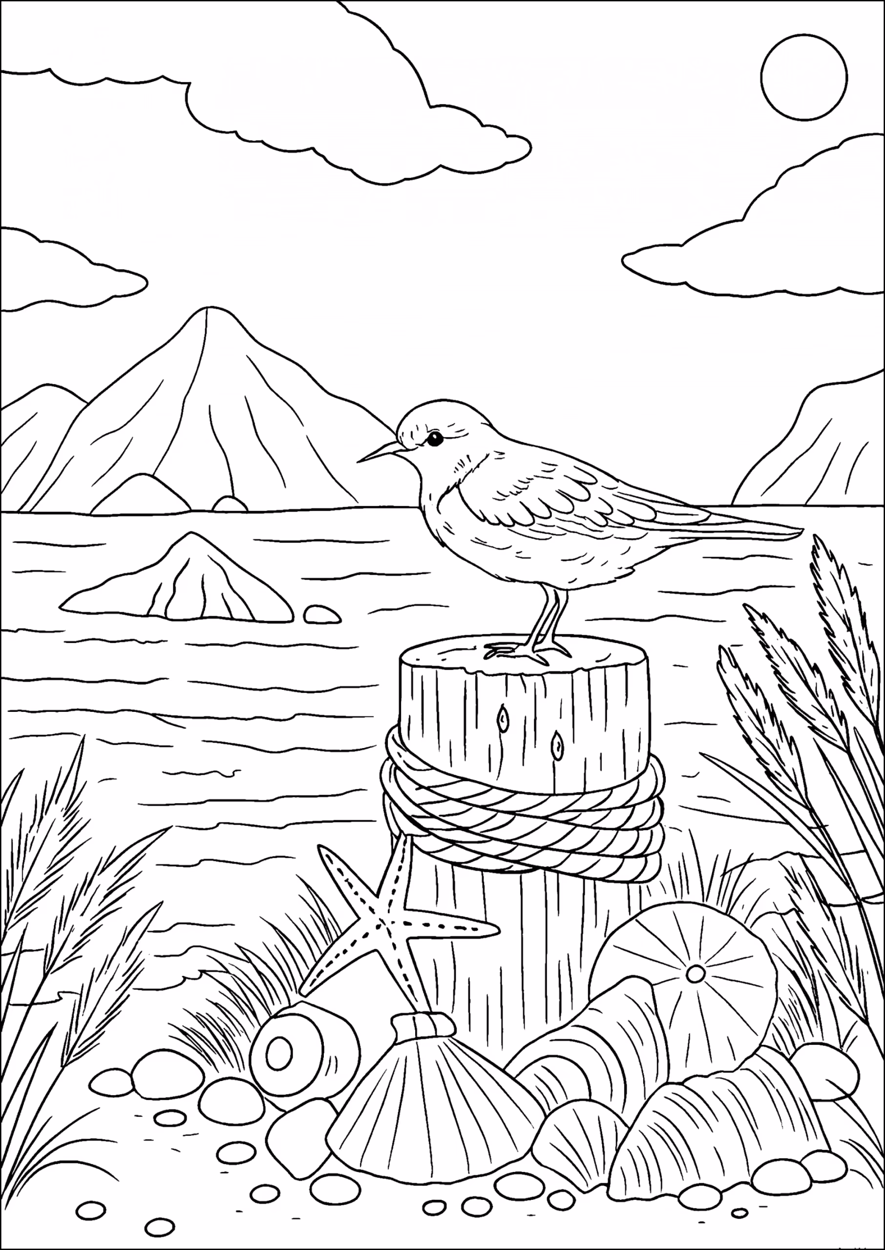 Passaros para colorir — desenho para imprimir