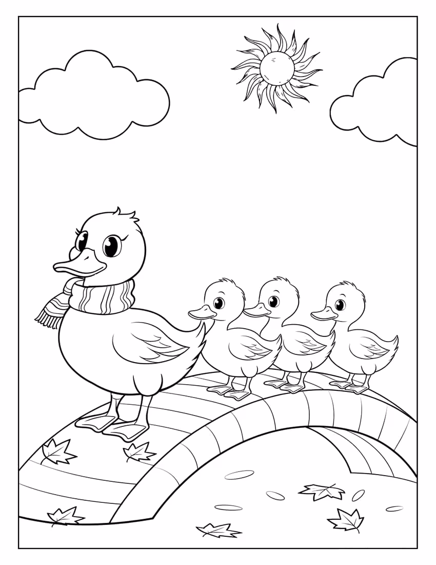 Patinhos para colorir — desenho para imprimir