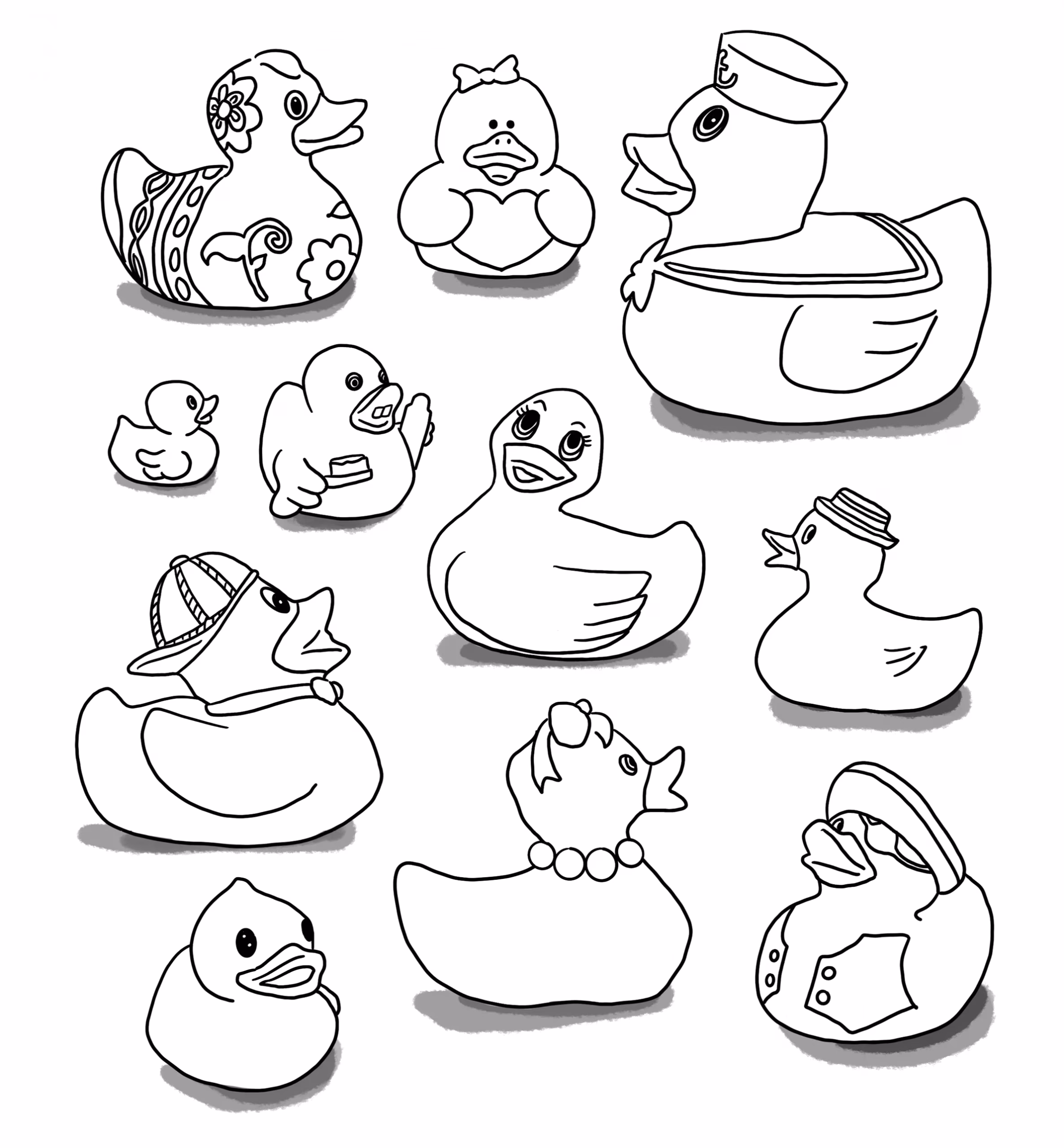 Patinhos para colorir — desenho para imprimir