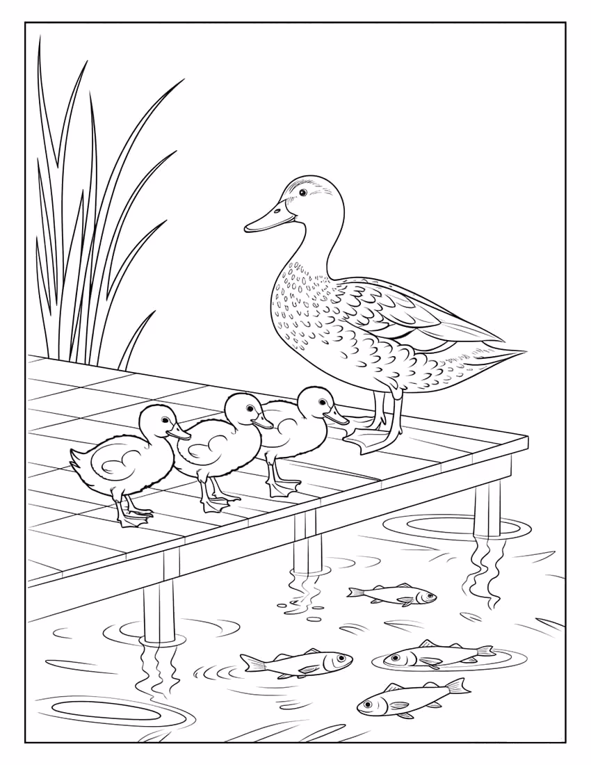 Patinhos para colorir — desenho para imprimir