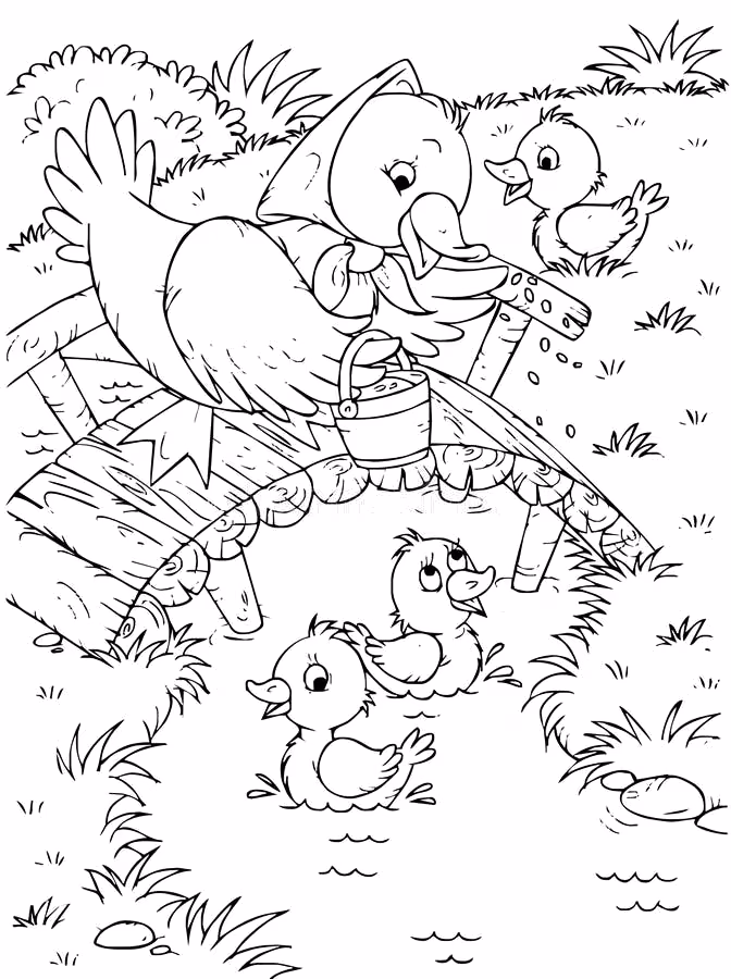 Patinhos para colorir — desenho para imprimir