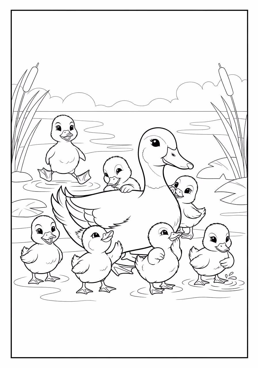 Patinhos para colorir — desenho para imprimir