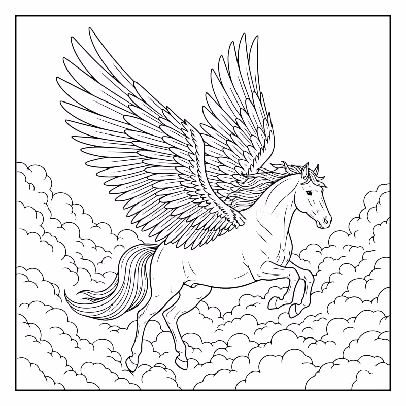 Pegasus para colorir — desenho para imprimir