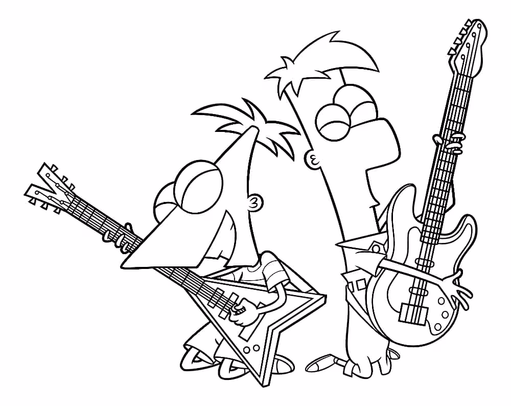 Phineas e ferb para colorir — desenho para imprimir