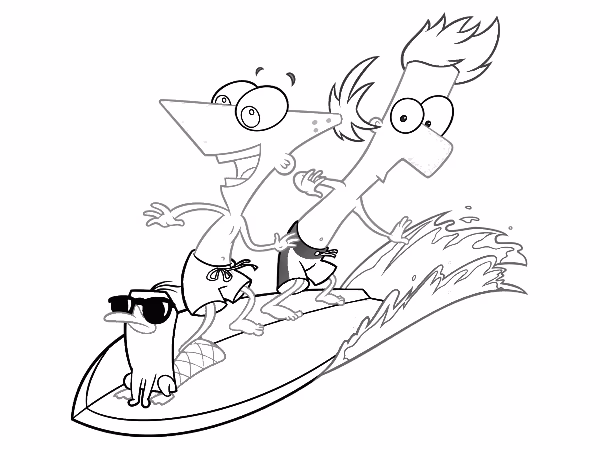 Phineas e ferb para colorir — desenho para imprimir