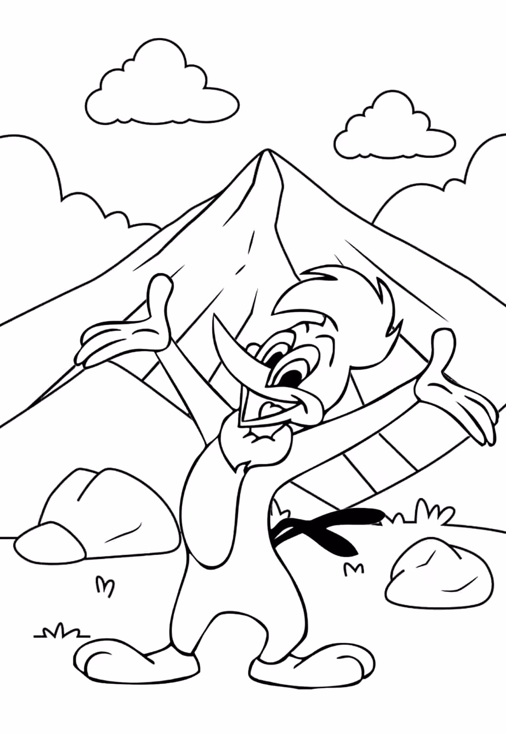 Pica pau para colorir — desenho para imprimir