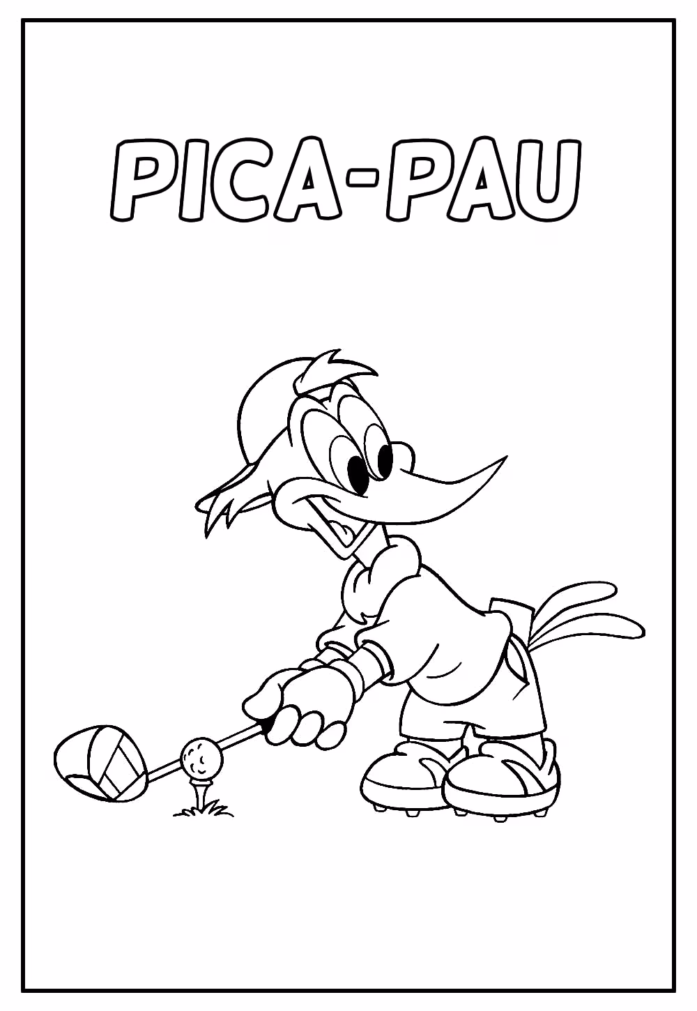 Pica pau para colorir — desenho para imprimir