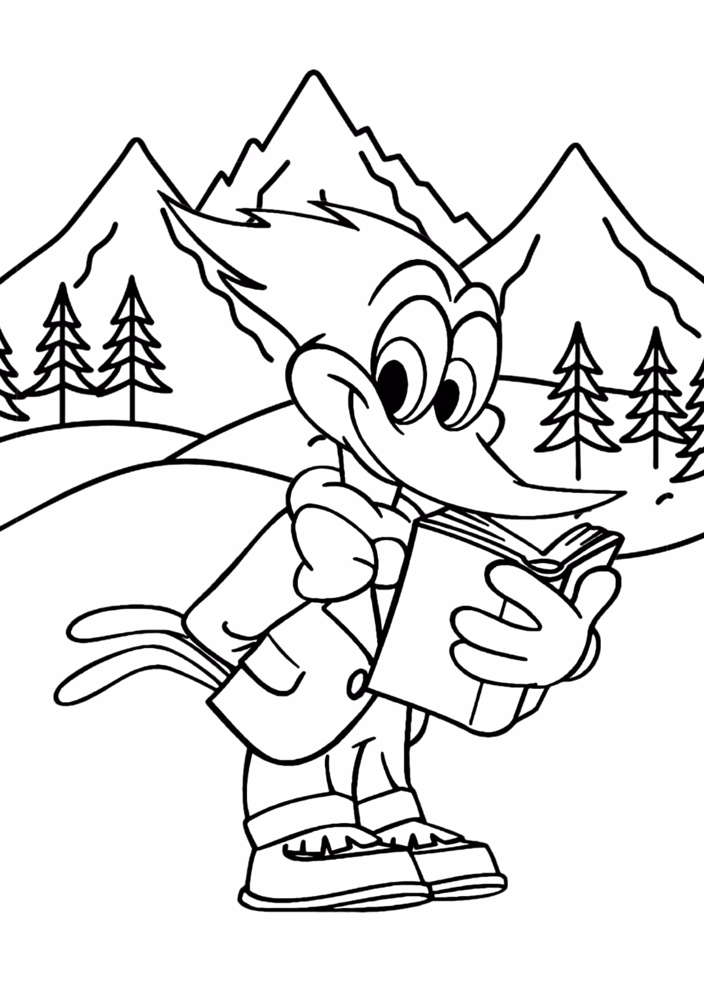 Pica pau para colorir — desenho para imprimir