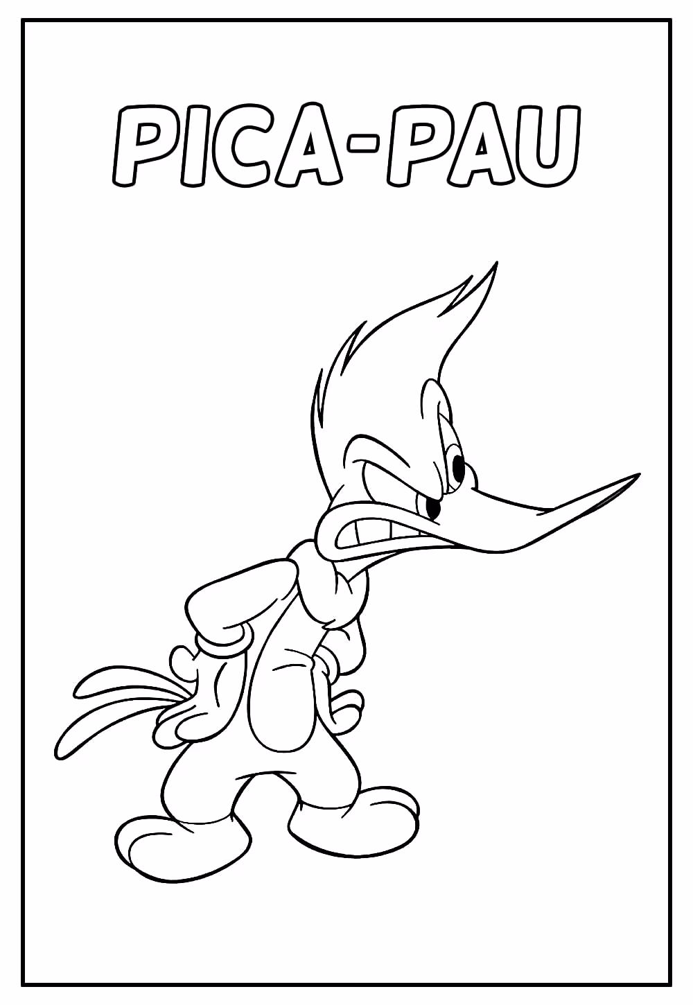 Pica pau para colorir — desenho para imprimir