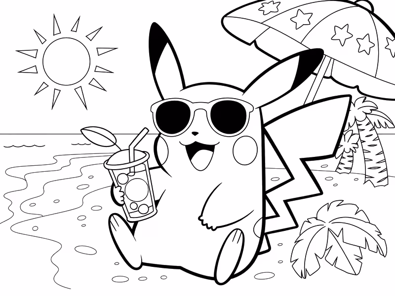 Pikachu para colorir — desenho para imprimir
