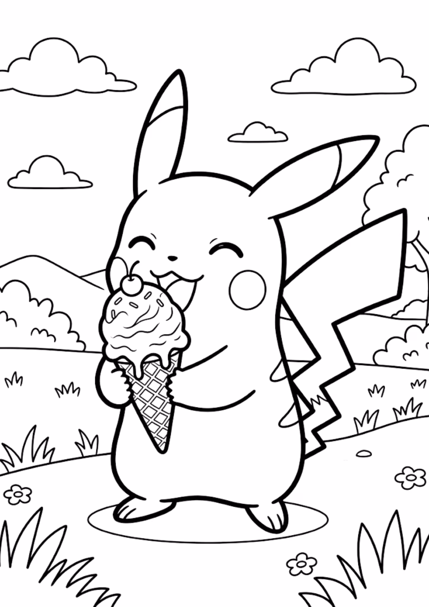 Pikachu para colorir — desenho para imprimir