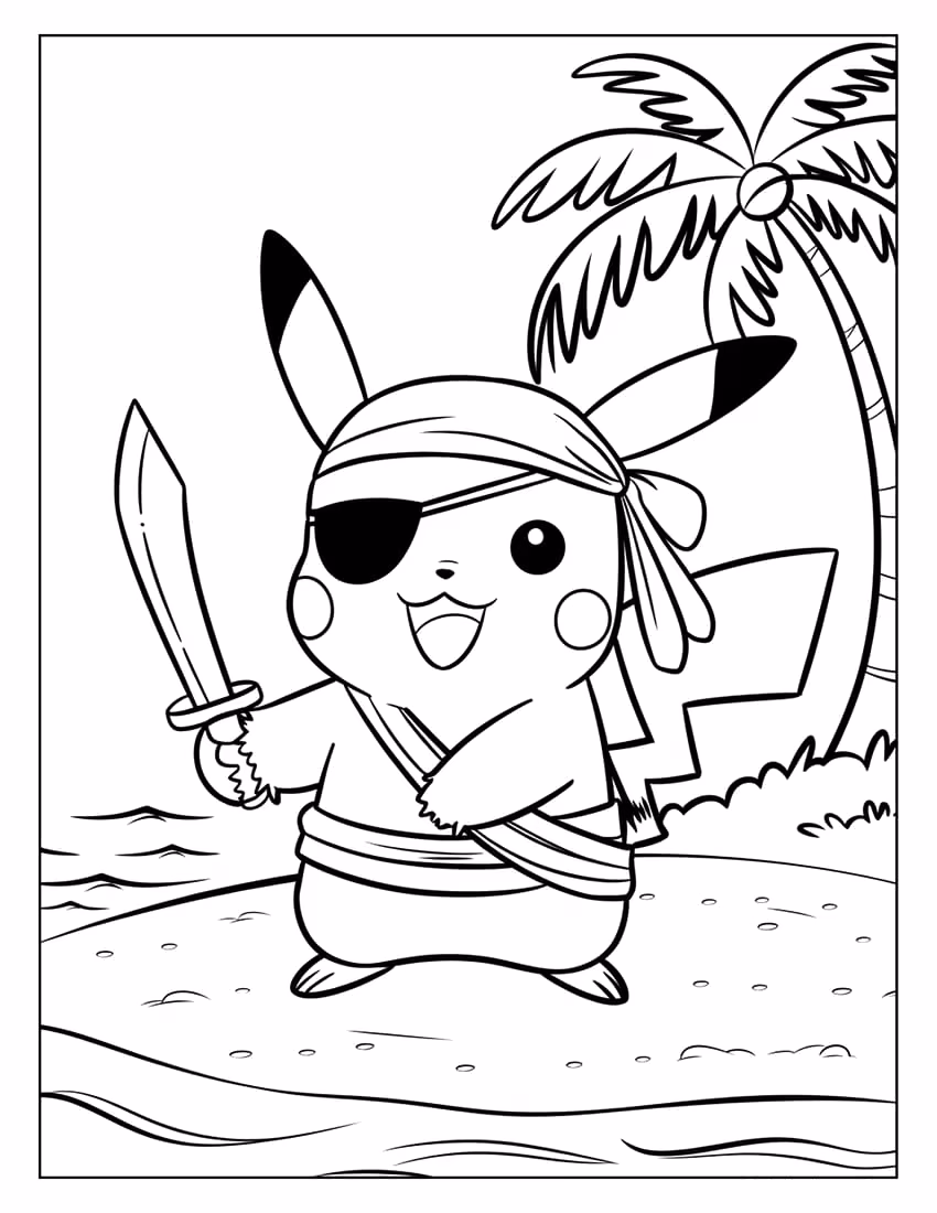 Pikachu para colorir — desenho para imprimir