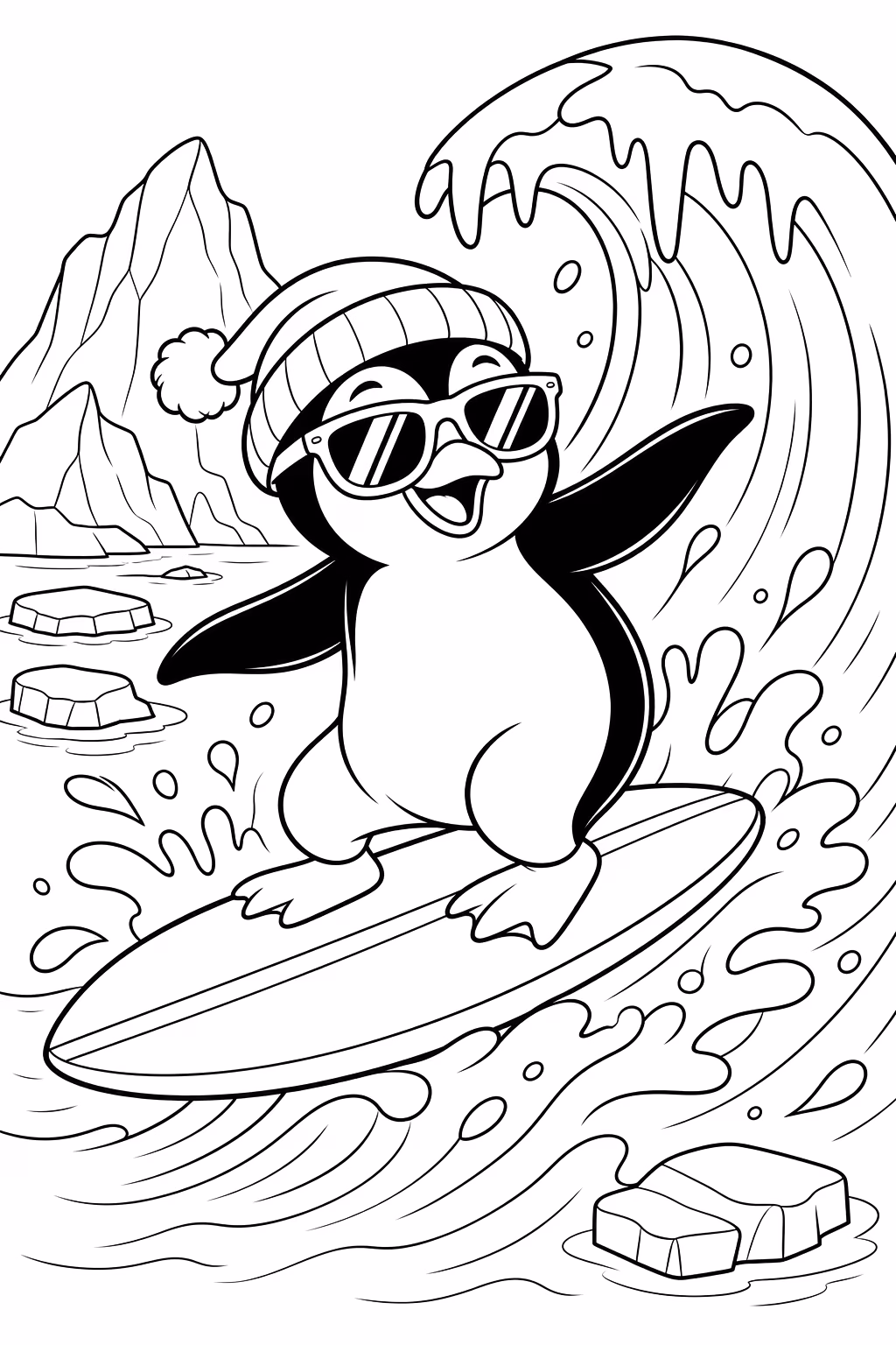 Pinguins para colorir — desenho para imprimir